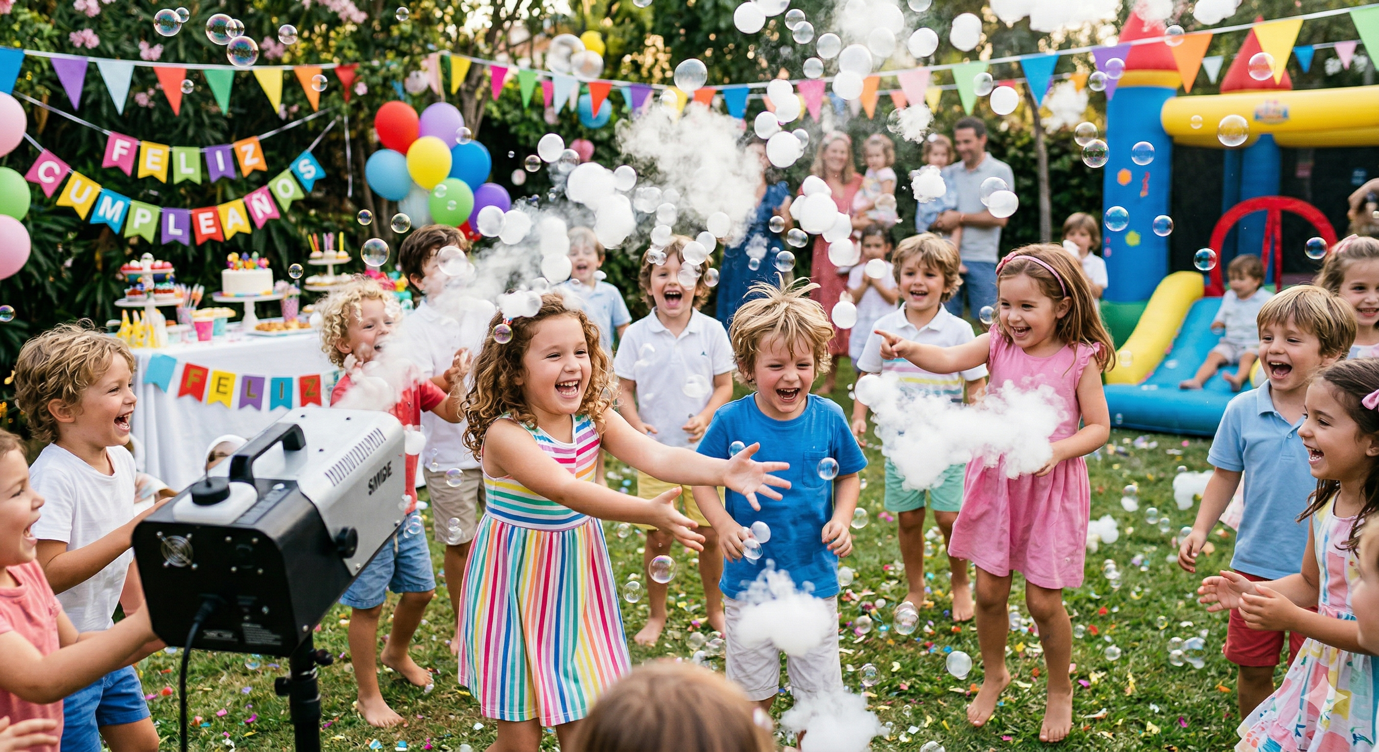 Maquina de burbujas con humo